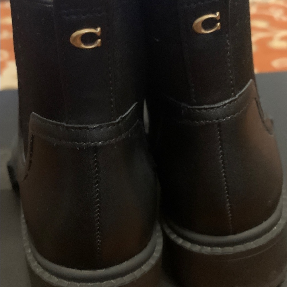 COACH Lenora Black Leather Booties - Picture 3 of 5